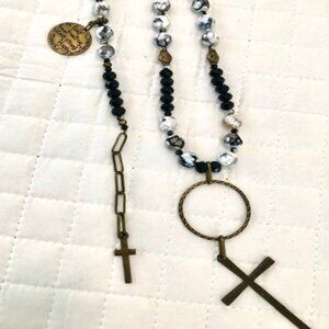 Cross Necklace & Bracelet Set with Beads - Cindy French Scooples Design